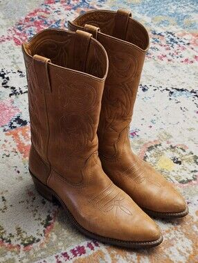 VTG Berman’s Mens Size 10.5 D Leather Cowboy Western Rancher Boots